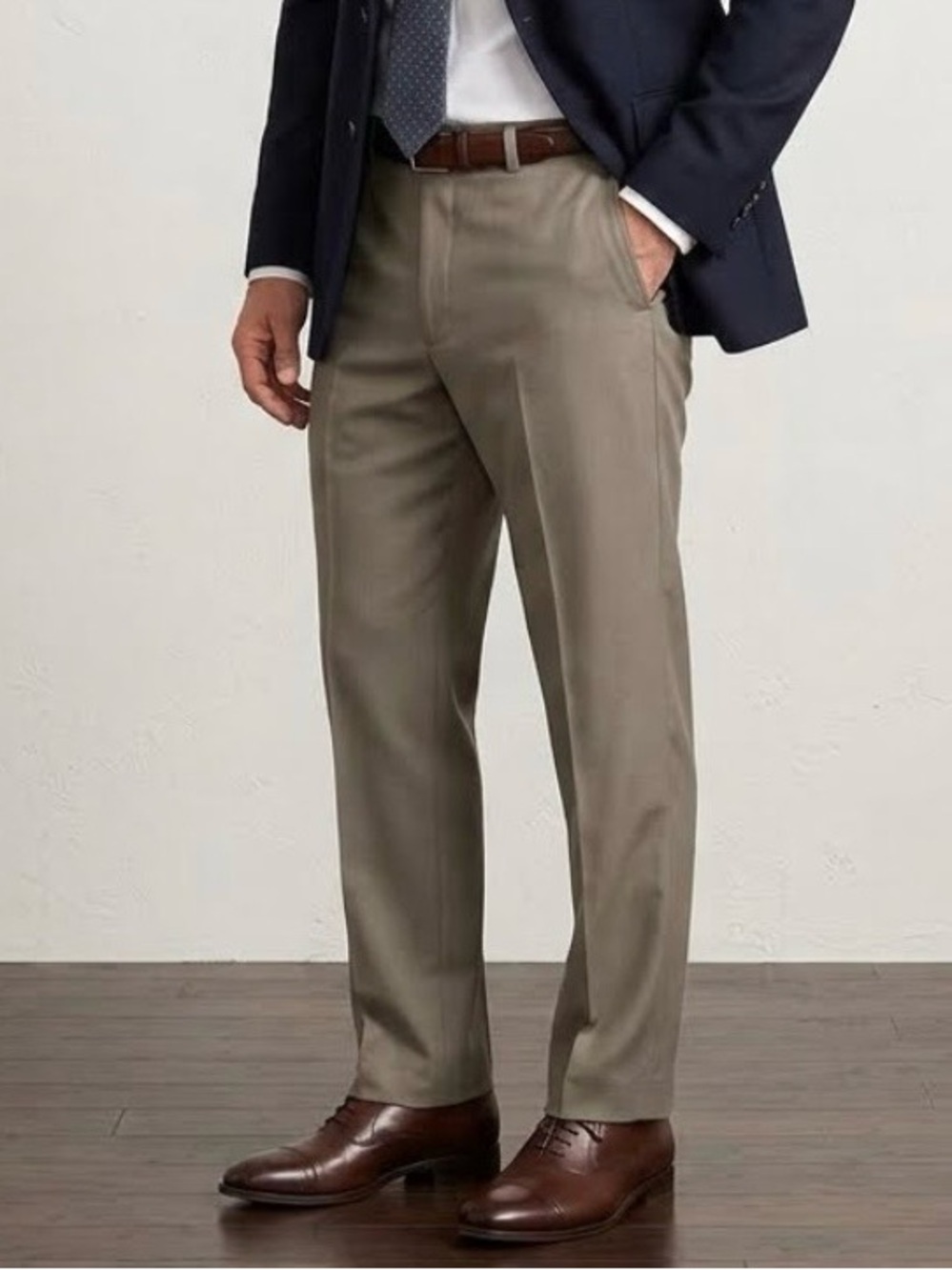 Brooks Brothers 1818 Madison Pants Men's 38x34 (36x32)  Beige 100% Wool